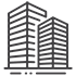 Corporate dark gray building icon