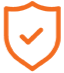 Smartpass active Orange Shield icon with a tick inside