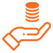 Finance Active - Orange coins on a hand icon